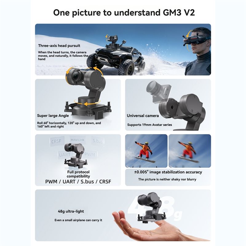 【TODAY-BUY】GM3 V2 3-Axis FPV G - Drone Gimbal 3 Axis ulasan dan harga